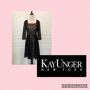 Kay Unger Black Lace Cocktail Party Dress XS 2